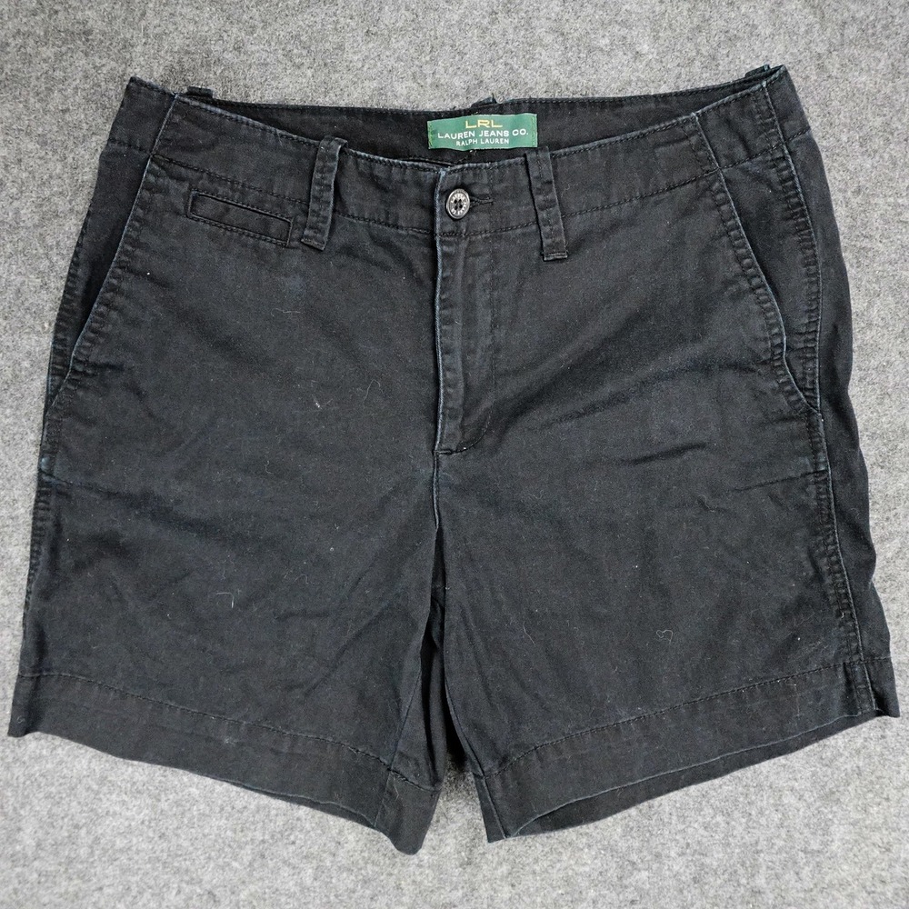 Lauren Ralph Lauren LRL Shorts Womens 32 Chino Flat‎ Front Black Ladies